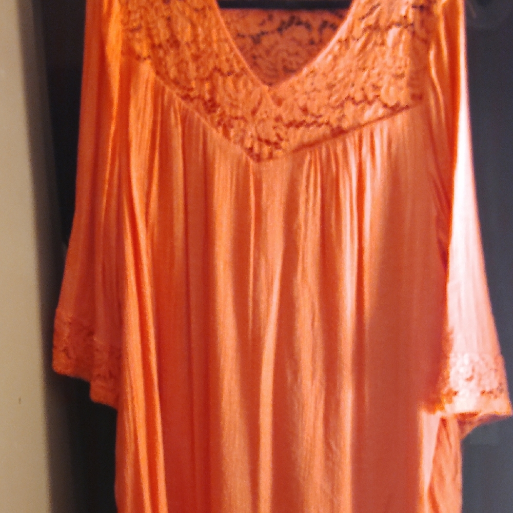 Zac & Rachel Vibrant Orange Lace Blouse